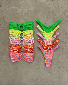 夏季时尚定制女性两件套性感丁字裤露背纯色经典微型比基尼套装加大码泳衣 - Product Image 4