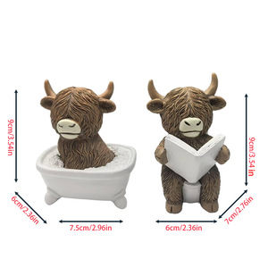 Creative Highland Cow Statue Ornament New Home and Bathroom Desktop Resin Figure for Christmas Holiday Decoration - Product Image 2