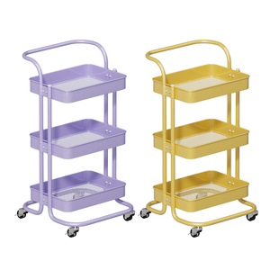 Chariot utilitaire en métal OEM avec poignée, chariot <span class=keywords><strong>de</strong></span> rangement multifonctionnel avec paniers en maille pour <span class=keywords><strong>cuisine</strong></span>, salon, garage - Product Image 1