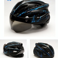 Casque de vélo moulé intégré PC+EPS unisexe pour VTT et vélos de route avec conception magnétique coupe-vent toutes saisons