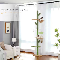 Modélisation de cactus vert de haute qualité Hauteur réglable Matériau en sisal Arbre Tour d'escalade multicouche verticale pour chat Poteau à gratter