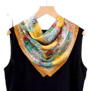 Écharpe de luxe 100% soie de mûrier pour femme, motif peinture à l'huile artistique jardin, <span class=keywords><strong>carré</strong></span> 70x70cm, <span class=keywords><strong>foulard</strong></span> en soie - Product Image 5