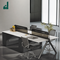 Poste de travail modulaire moderne et durable en aluminium mat avec pieds en Y, écran de confidentialité et gestion des câbles pour bureau