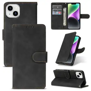 For iPhone 15 Folio PU Leather Wallet Cellphone Case, Luxury PU Leather Business Phone Cover For iPhone 15 Pro