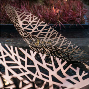 Sculpture en acier inoxydable de haute qualité Art Déco 304, grande, dorée, étanche, pour montage au sol en extérieur - Product Image 3