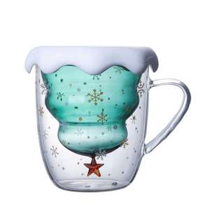 Tasses en verre isolées à double paroi en forme d'arbre de Noël Tasses drôles pour Noël Saint Valentin Cadeaux d'anniversaire créatifs - Product Image 1
