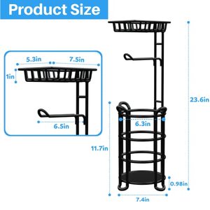 Clearance Free Standing <b>Toilet</b> Tissue <b>Roll</b> Storage Rack <b>Black</b> Bathroom <b>Toilet</b> Paper Holder <b>Stand</b> - Product Image 3