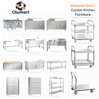 Peralatan Stainless Steel Komersial, Meja Kerja Stainless Steel, Perabot Dapur Kustom