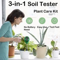 Sonde en acier inoxydable 3-en-1 PH/Lumière/Humidimètre pour plantes d'intérieur et d'extérieur Pelouse Pots de fleurs sans batterie Style moderne