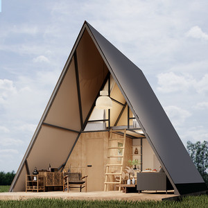 Carpa de Camping Personalizada Tipo A-Frame Dúplex, Impermeable, con Forma Triangular, Doble Capa y Refuerzo Recto, para Glamping y Safari - Product Image 1