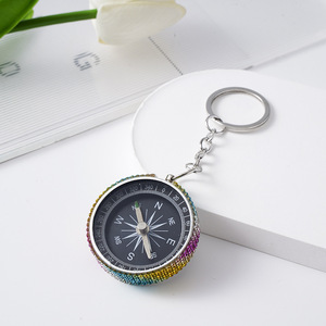 Ngoài trời Đi Bộ Đường Dài công cụ điều hướng mini hợp kim nhôm la bàn Keychain với Rhinestone dát thời trang kim loại vòng chìa khóa - Product Image 3
