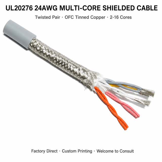 Factory Direct UL20276 24AWG Multi Core Twisted Pair Foil+Braid Shielded Cable 2-16C PVC Jacket 300V Drag Chain Robot Arm CE