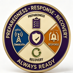 Preparedness Response Recovery Medal Gold Plated Zinc Alloy Hard Enamel Circular Business Gift Always Ready - Product Image 4