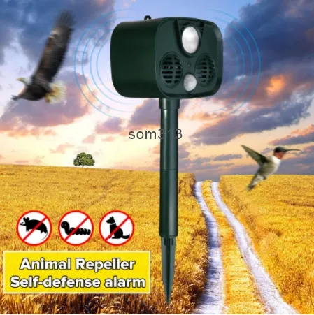 15-75KHZ Tierrepulver mit PIR-Solar-Sensor wasserdicht Vogel-USB Ultraschall-Solar-Alarm-Repulver für Außengärten