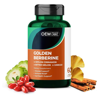Capsules de berbérine dorée, cannelle de Ceylan, melon amer et ginkgo, qualité alimentaire pour adultes, conception d'étiquette personnalisée, non destiné aux enfants, vente chaude OEM