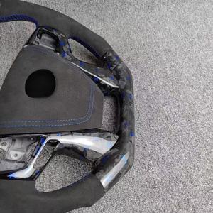 พวงมาลัยคาร์บอนไฟเบอร์แบบฟอร์จ สำหรับ Camry/Alphard/<span class=keywords><strong>Vellfire</strong></span>/Land Cruiser/Prado/Crown หุ้มหนังรูพรุน เย็บด้ายแดง - Product Image 4