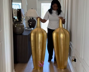 Vaso da Terra Grande e Alto Dorato in <span class=keywords><strong>Ceramica</strong></span> Moderna, di Lusso Leggero e di Fascia Alta per Decorazione Interna del Soggiorno e Arredo Casa - Product Image 2