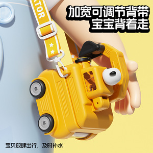 Children's Excavator Water Cup With Straw Cartoon Design For Kids Back To School Gift Plastic Drinkware - Product Image 4