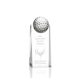 Presente personalizado Do Negócio Troféu De Golfe De Vidro Atacado Troféu De Cristal Globe Excellence Award