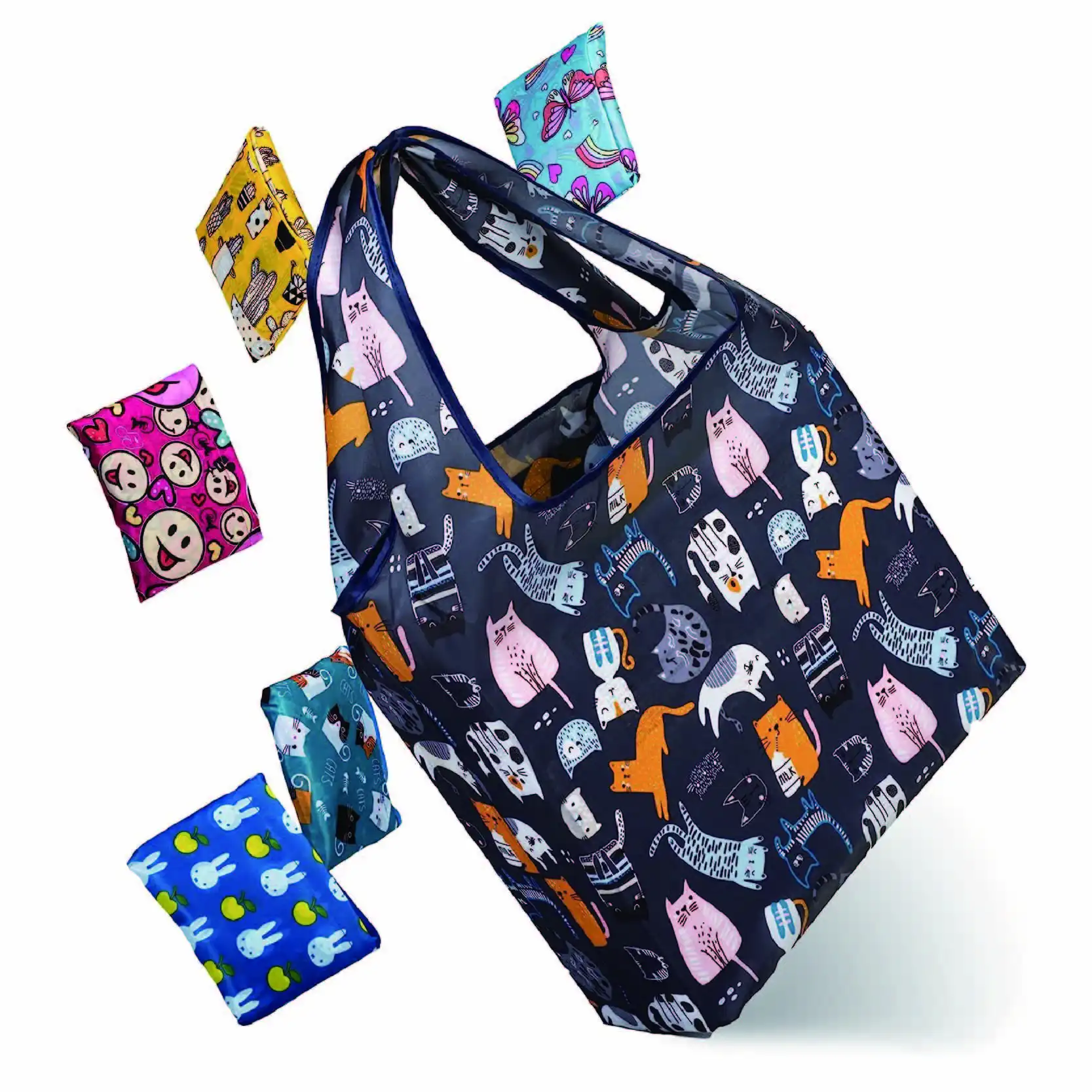 New arrival latest design vegetable and fruit reusable shopping bag foldable polyester tote bags