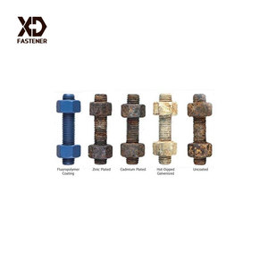 Boulons à tête cylindrique ASME A193 B7 5/8\" - Taille de filetage <span class=keywords><strong>11</strong></span>, 4\" de long, tiges filetées revêtues de PTFE bleu B7, avec écrous HH - Product Image 4