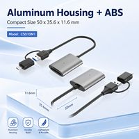 Lecteur de cartes externe USB-C/A double interface 2-en-1 en aluminium 5 Gbit/s SD 3.0/TF pour 3.0 jusqu'à 104 Mo/s