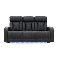 Geeksofa Muebles Modernos de Cuero, Sofá Reclinable Eléctrico con Espacio de Almacenamiento en el Reposabrazos y Luz Ambiental LED para Sala de Estar