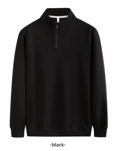 Felpa da uomo con collo alla coreana e mezza zip, senza fodera in pile, tinta unita, polsini a costine, maniche lunghe, cotone <span class=keywords><strong>premium</strong></span>, vestibilità ampia, <span class=keywords><strong>XL</strong></span> - Product Image 4