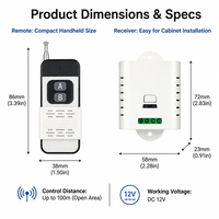 Télécommande universelle 433 MHz pour porte de garage, portail électrique 12 V, contrôleur sans fil à 2 boutons avec code d'apprentissage et lumière LED