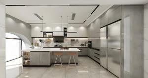 Armoire de cuisine modulaire, luxe moderne, cuisine complète, îlot, bois massif, garde-manger, armoires de cuisine personnalisées, ISO9001 - Product Image 3
