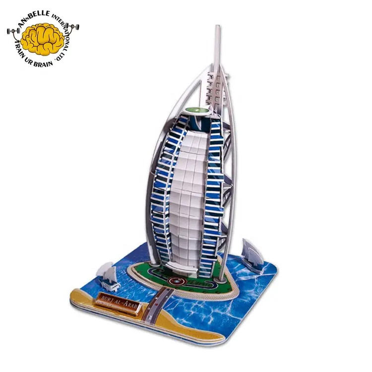 Carte du monde arabe Burj, puzzle 3D, quiz de construction célèbres, arabe (dubaï)