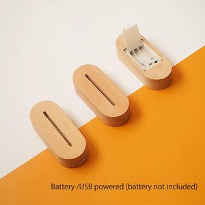 โคมไฟตั้งโต๊ะ LED ทันสมัย ฐานไม้ธรรมชาติ ใช้สาย USB หรือแบตเตอรี่รูปไข่ AAA <span class=keywords><strong>ไฟ</strong></span>กลางคืนอะคริลิค 3 มิติ สำหรับตกแต่งห้องนอน ของขวัญ DIY - Product Image 3