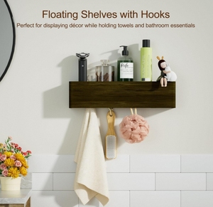 Giá treo tường gỗ tối giản hiện đại cho phòng khách, chạm khắc với móc treo tường ẩn để đựng gia vị, túi xách, chậu hoa - Product Image 4