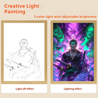 Precio al por Mayor, Obras de Arte Enmarcadas en 3D, Ilusión Óptica, Pintura de Luz Anime, Arte de One Piece, LED Zoro para Decoración de Escritorio