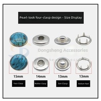 Kancing Tekan Empat Lubang Bahan Stainless Steel Warna Turquoise, Kancing Jepret Empat Bagian Model Ibu-Anak, Aksesoris Pakaian untuk Mantel