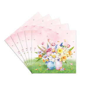 Ensemble de vaisselle sur le thème des fleurs de printemps, 40-60 pièces, assiettes en papier, gobelets, serviettes, couverts, nappe, décoration pour une utilisation en extérieur au printemps - Product Image 4