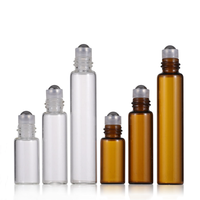 Flacon à bille WOGU 3ml 5ml 10ml, emballage cosmétique vide pour petits échantillons, flacon à bille en verre brun transparent pour huile essentielle, parfum