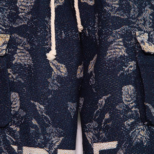 중국 제조업체 맞춤 디자인 로고 탄성 미드 힙합 만화 반바지 면 혼방 자카드 직조 태피스트리 바지 친환경 - Product Image 6