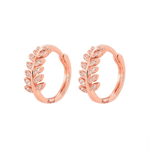 Pendientes de Aro Rose Od en Oro Rosa con Cristales de Corte Marquesa y Engaste en Canal, Clásicos para Uso Diario de Mujer E2377 - Product Image 1