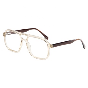 Montura <span class=keywords><strong>De</strong></span> <span class=keywords><strong>gafas</strong></span> <span class=keywords><strong>De</strong></span> acetato para Hombre y mujer, <span class=keywords><strong>De</strong></span> doble puente para piloto Lentes ópticas, <span class=keywords><strong>graduadas</strong></span> - Product Image 3