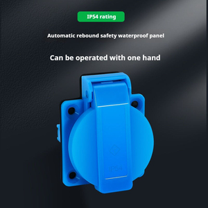 Presa Industriale da Parete Impermeabile IP54, 2 <span class=keywords><strong>Prese</strong></span> 16A 250V, Universale EU/UK, Montaggio a Pannello, Coperchio a Molla Ribaltabile <span class=keywords><strong>Blu</strong></span> - Product Image 5