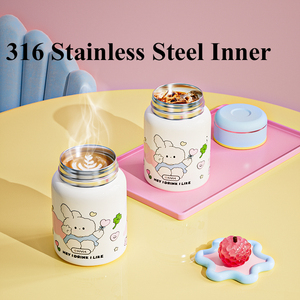 Frascos de vacío de acero inoxidable 316 con dibujos animados para niños, termo de aislamiento de doble pared de 220ml con tapa - Product Image 3
