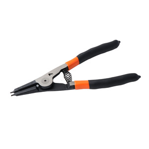 Pince à circlips industrielle de 7 pouces, interne et externe, en acier au chrome-vanadium, poignée orange, mâchoires lisses - Product Image 2
