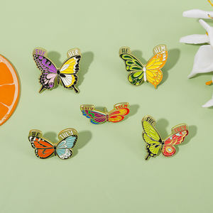 พินโลหะรูปผีเสื้อมอดแมลงสัตว์,ชุดเข็มกลัดคอเสื้อแบบเคลือบมีปีกตามสั่ง - Product Image 3