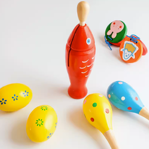 Instruments de percussion Orff, castagnettes en bois et en fer, aides pédagogiques musicales pour enfants, maracas, tambourin, tambour à double cloche - Product Image 3