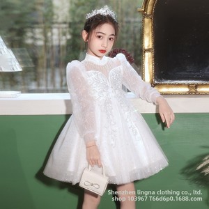 Abito da principessa di classe di lusso in raso per ragazze transfrontaliero accessibile con soffice filato Host pianoforte che suona pizzo per bambini - Product Image 5