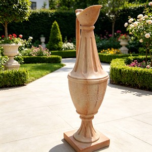 Urna Romana Clásica de Piedra Sólida con Ángeles Gemelos, Pedestal Cuadrado Tallado, Urna Decorativa para Jardín, Villa u Hotel con Diseño de Rosas - Product Image 3