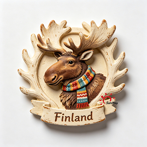 Aimant de réfrigérateur personnalisé <span class=keywords><strong>en</strong></span> résine 3D <span class=keywords><strong>en</strong></span> relief, design chapeau rouge Finlande avec flocon de neige, pour boutique de souvenirs de station hivernale - Product Image 2