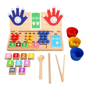 Jouet éducatif en bois Montessori pour l'apprentissage des mathématiques, perles à clipser, jeu d'association, addition, soustraction, multiplication et division, <span class=keywords><strong>arithmétique</strong></span> des doigts - Product Image 1