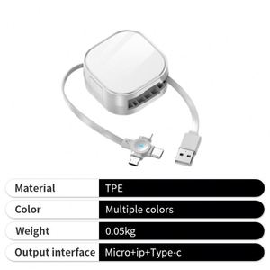 Cable de Carga y Datos Telescópico Retráctil 3 en 1 Personalizado con USB Tipo C para Teléfono - Product Image 2
